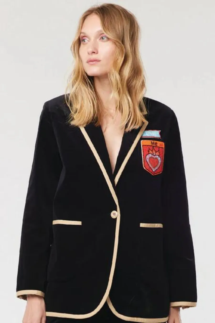 Simone Velour Blazer Black