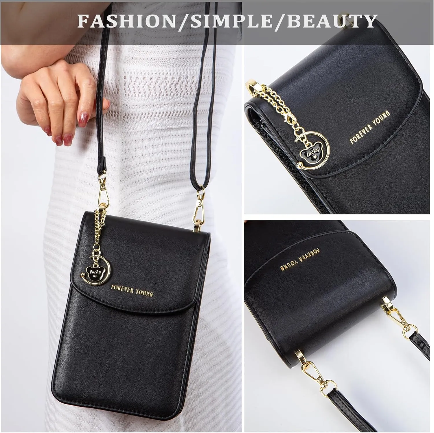 Small Crossbody Cell Phone Wallet Women Trendy Leather RFID Blocking Phone Bag Purses Handbags Adjustable Strap