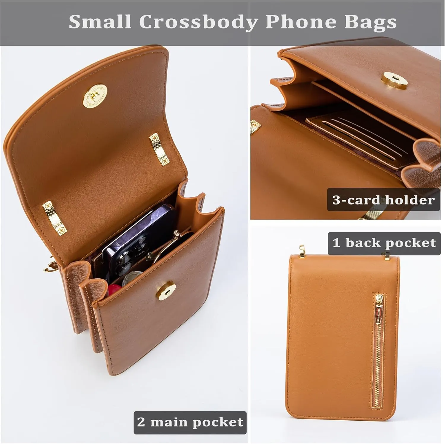 Small Crossbody Cell Phone Wallet Women Trendy Leather RFID Blocking Phone Bag Purses Handbags Adjustable Strap