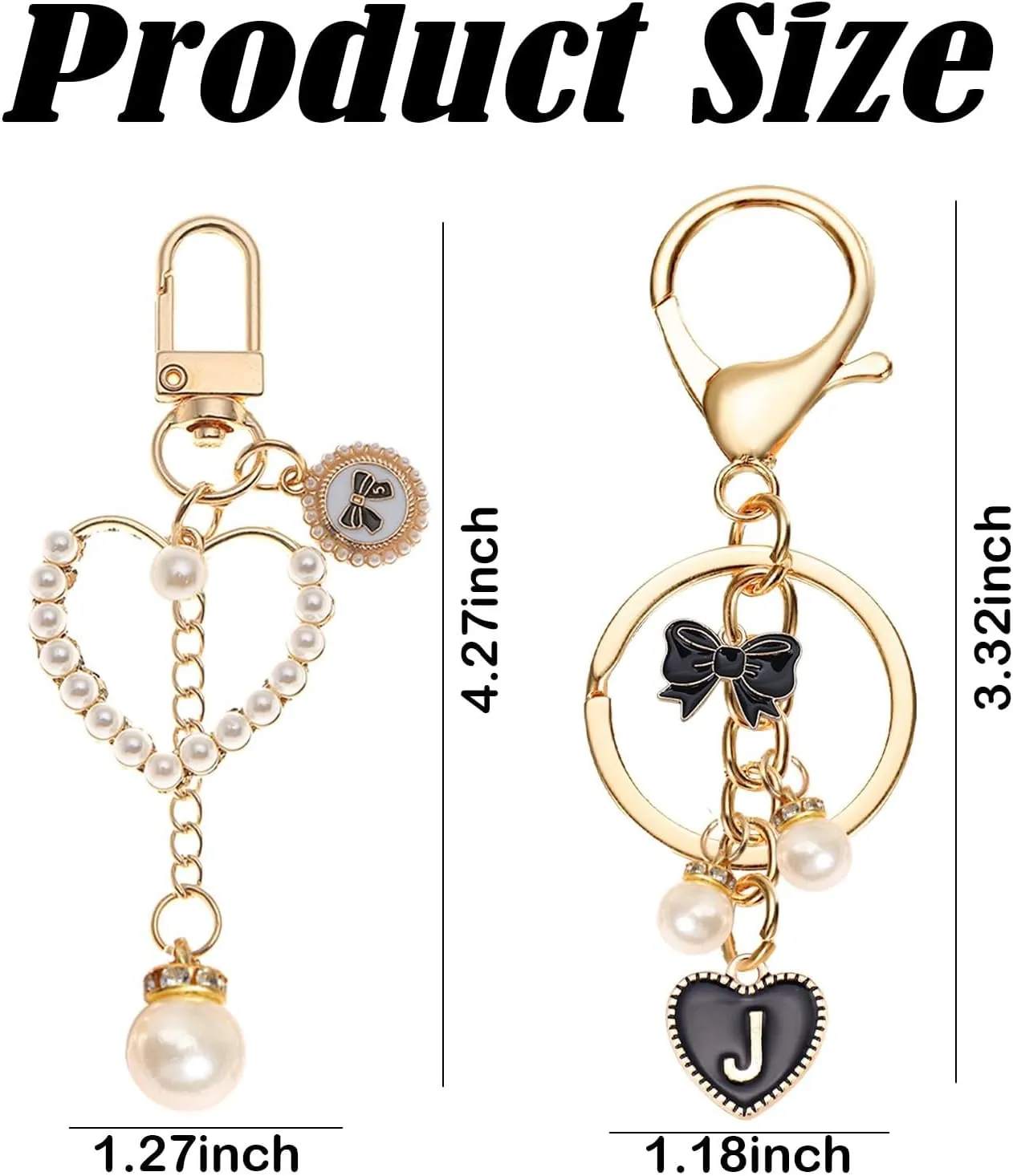 SMUOBT 2Pcs Cute Keychains Accessories for Women, Bow Aesthetic Keychain Initial Key Chains Pearl Key Chain for Car Keychain