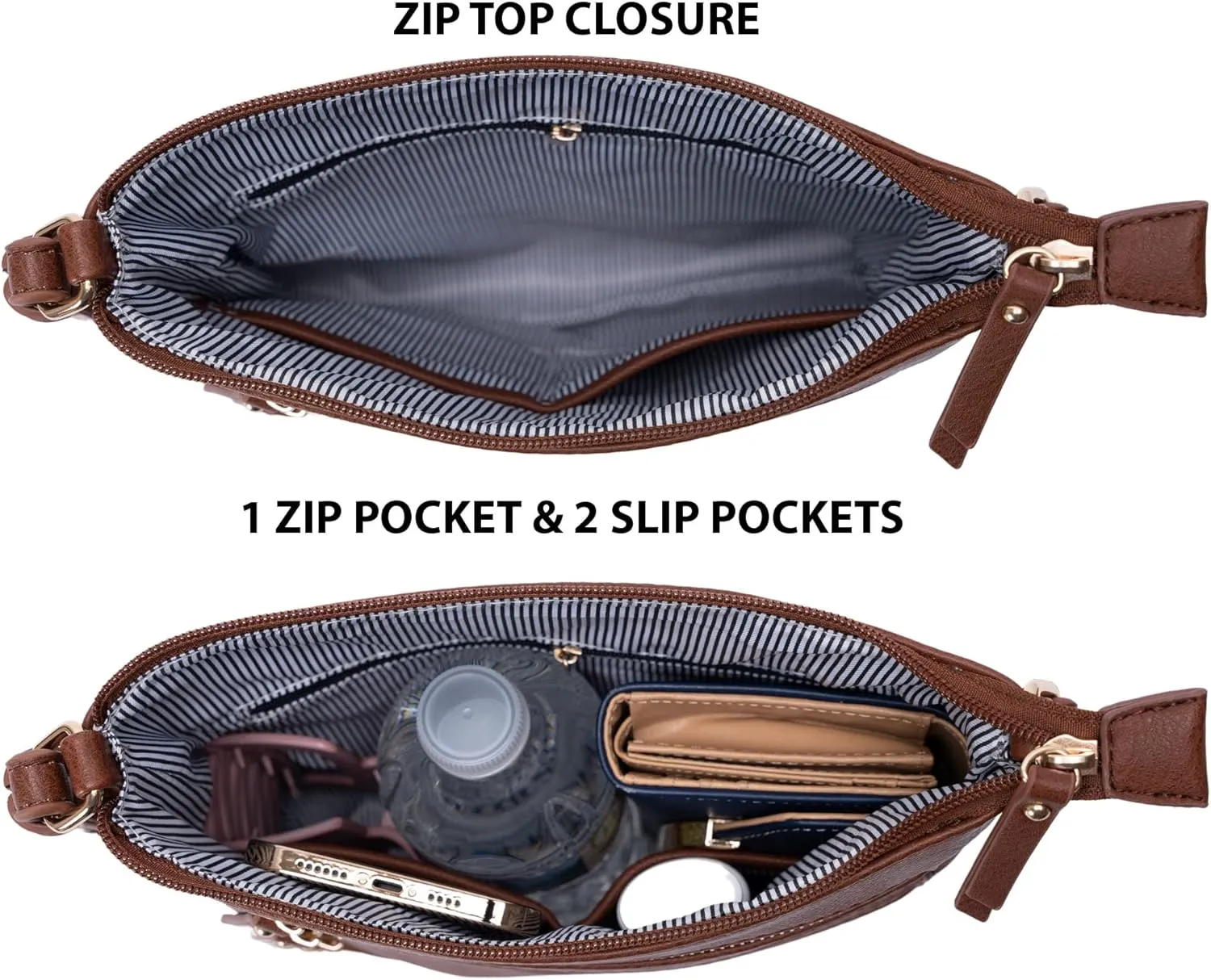 Solene Crossbody Bag Functional Multi Pocket Messenger Purse Top Zip Closure Shoulder Handbag With Adjustable Strap