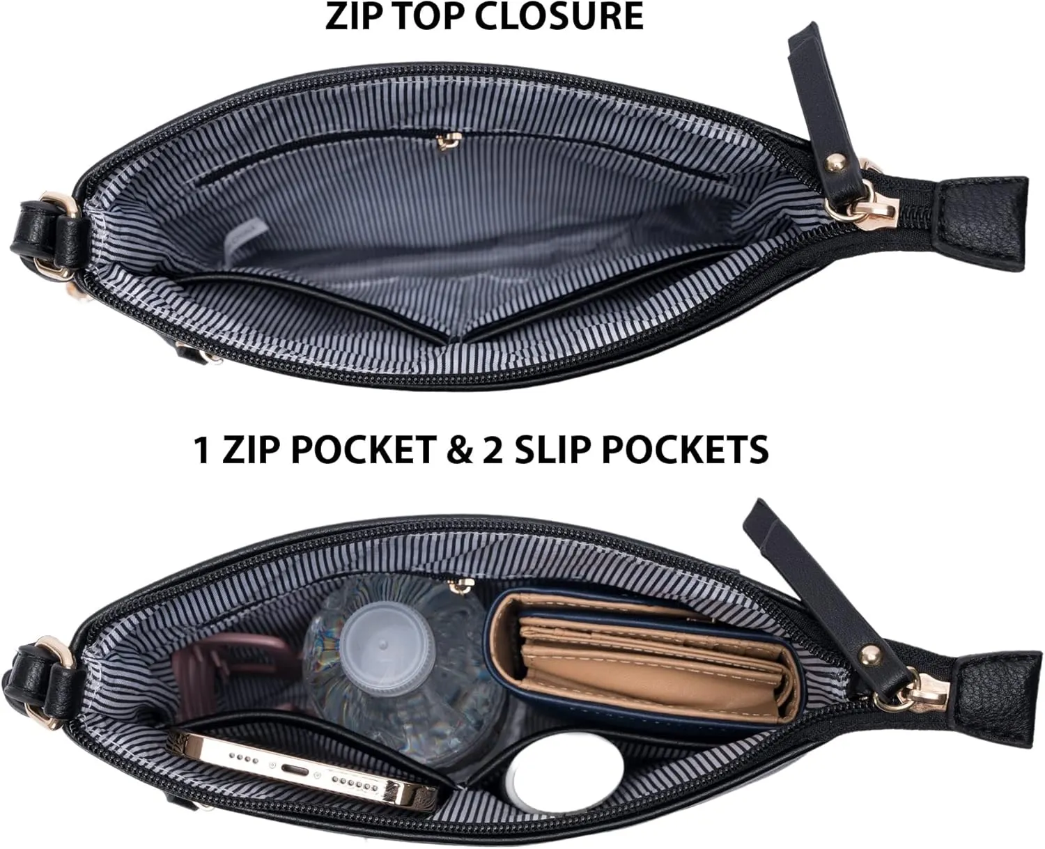 Solene Crossbody Bag Functional Multi Pocket Messenger Purse Top Zip Closure Shoulder Handbag With Adjustable Strap
