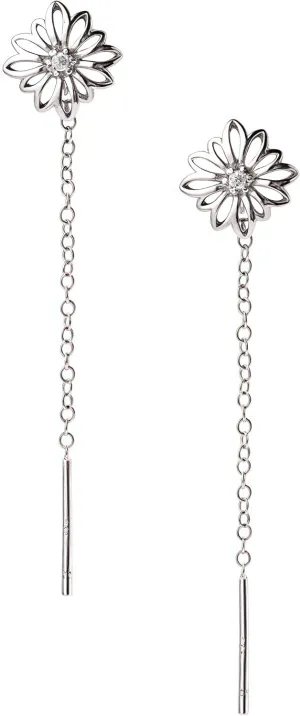 Solid 925 Sterling Silver Threader Earrings For Women Minimalist Silver Drop Dangle Earrings With Chain, Drop Pull Through Earrings Hypoallergenic Silver Jewelry For Women Birthday Gift
