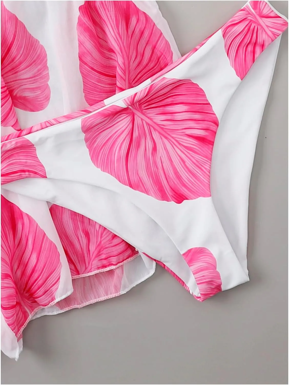 SOLY HUX Bathing Suit for Women 3 Piece Swimsuits Push Up Frill Trim Bikini Set with Cover Up Shorts