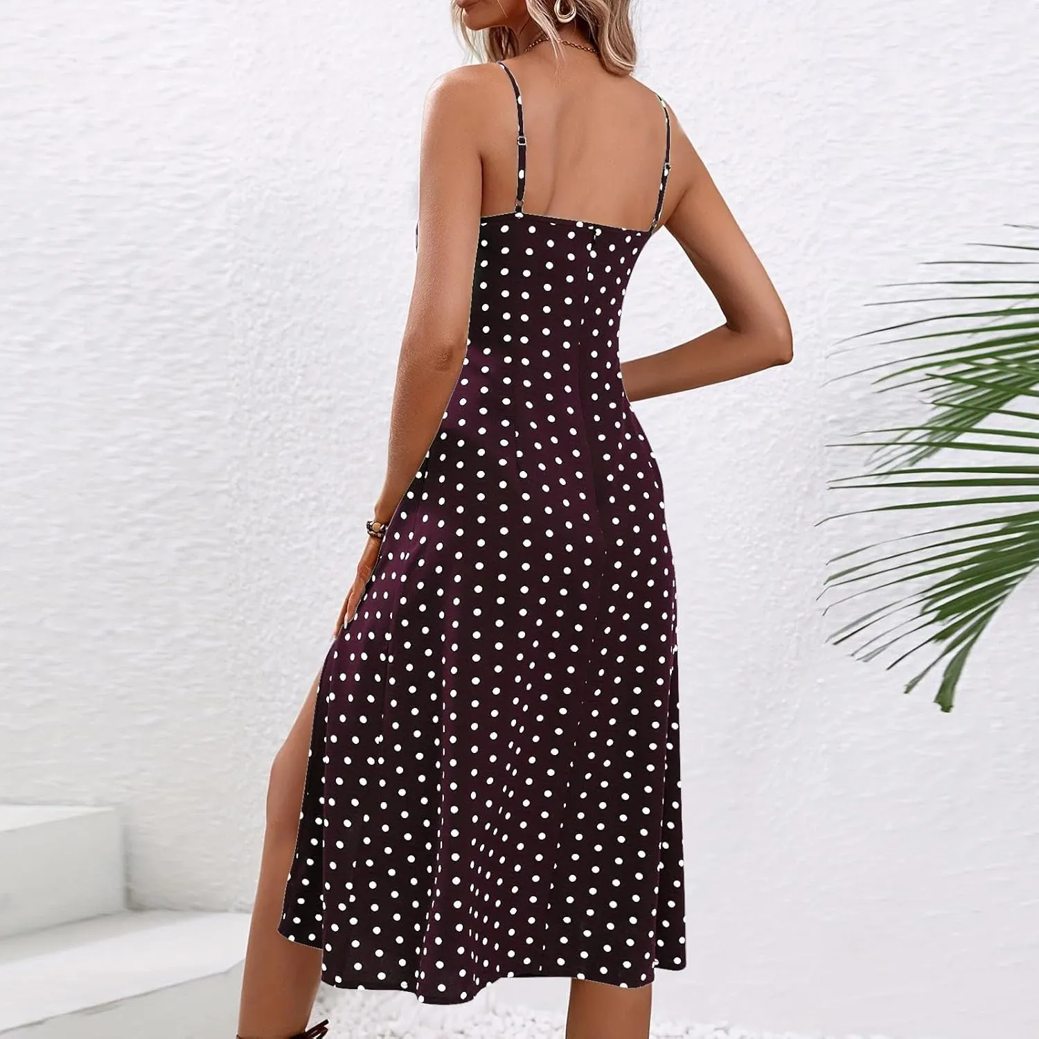 Spaghetti Strap Midi Dresses for Women Sexy Elegant Side Slit Prom Dresses Summer Slim Fit Sexy A Line Beach Dress