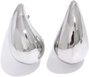 Stainless Steel Water Drop Hollow Stud Earrings Texture Waterproof Teardrop Earrings