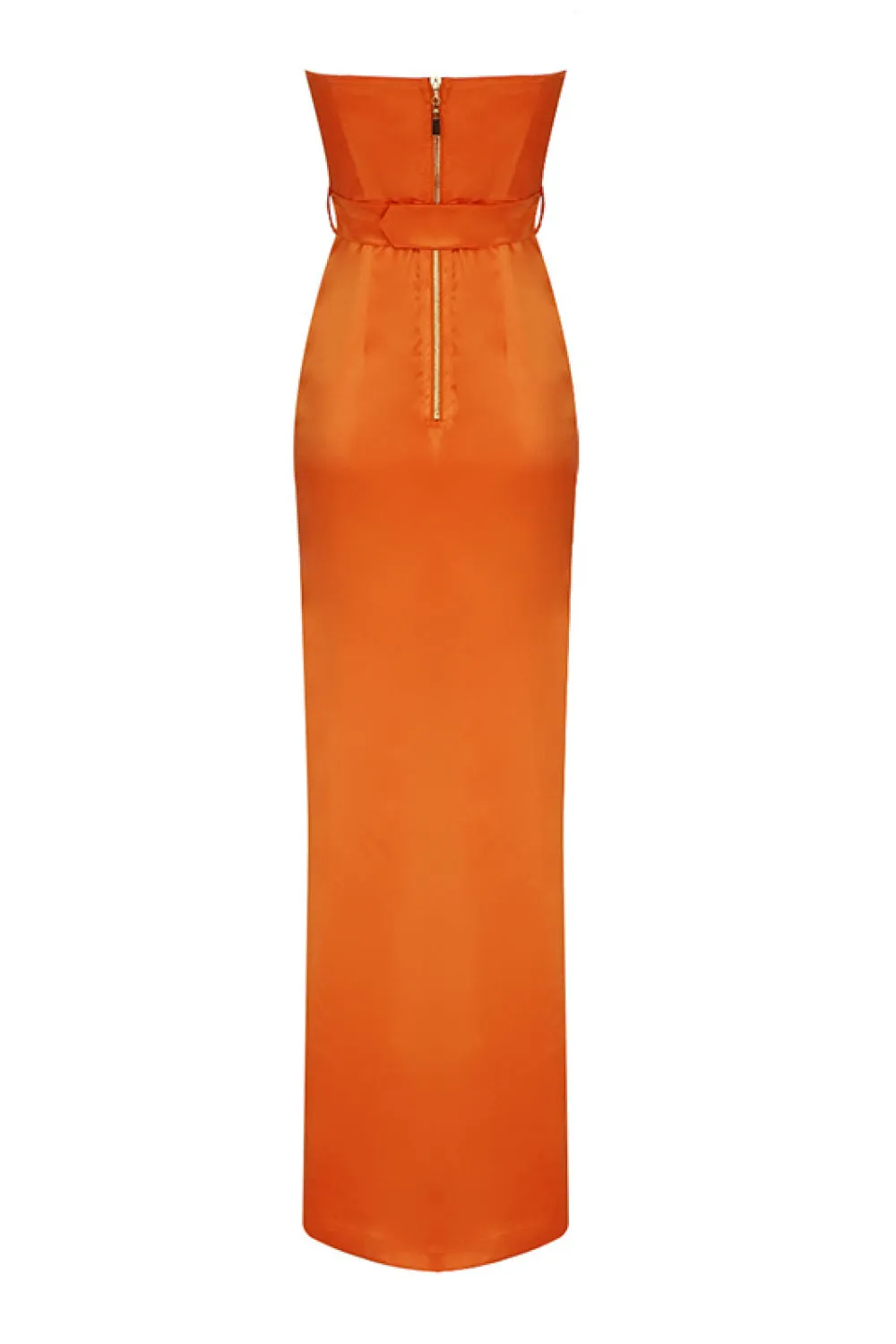 Strapless Belted Ruched Split Dress