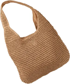 Straw Bag for Women, Bohemian Tote Bag Handmade Woven Handbags for Summer Vacation Beach Travel Daily Matching 49, One Color, One Size