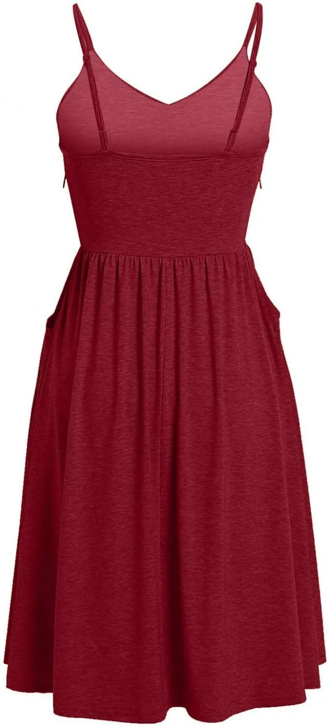 Summer Dress for Women Ruched Flowy Sundress Casual Floral Beach Dresses Flattering A-Line Spaghetti Strap Midi Dress