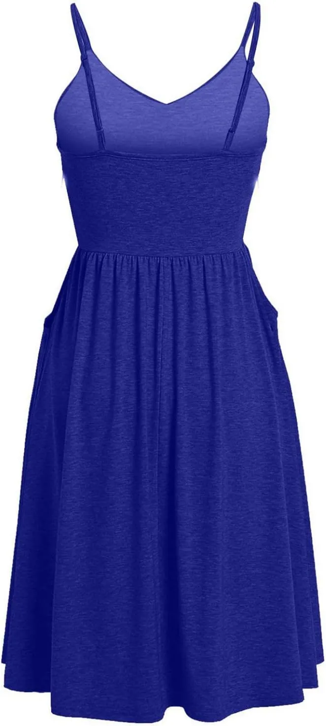 Summer Dress for Women Ruched Flowy Sundress Casual Floral Beach Dresses Flattering A-Line Spaghetti Strap Midi Dress