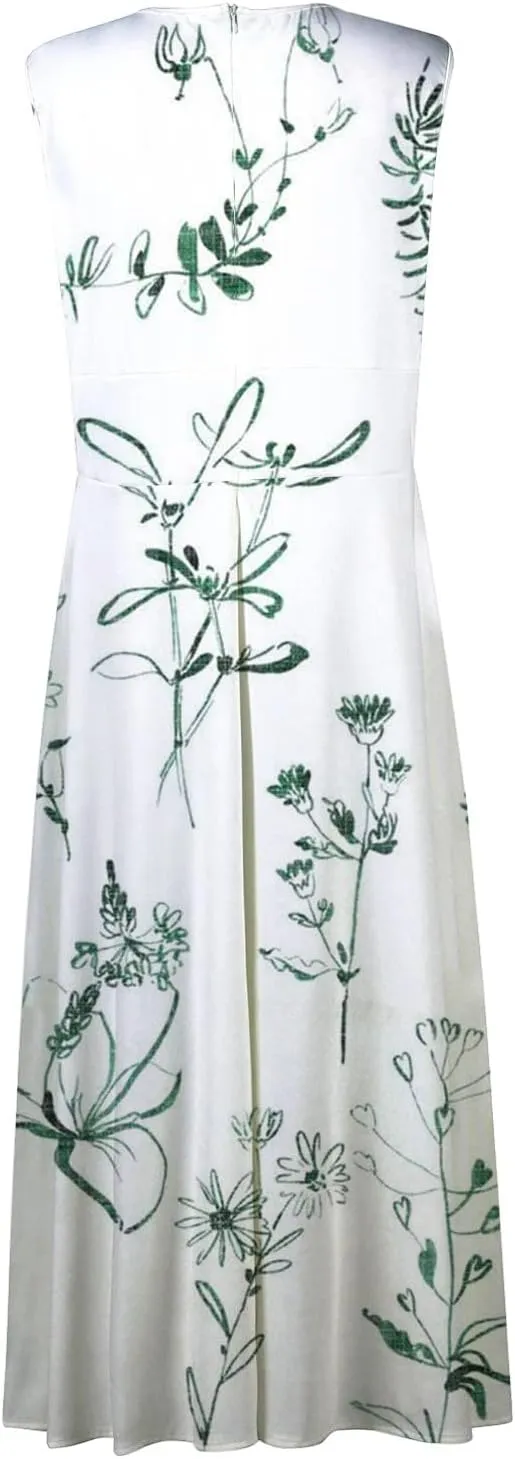 Summer Dresses for Women 2024 Deep V Neck Casual Cute Long Dress Elegant Floral Maxi Dresses Sexy Sleeveless Swing Dress