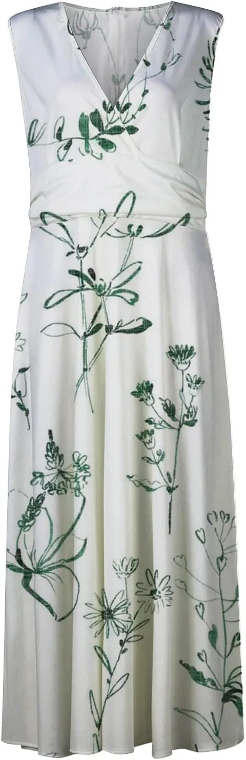 Summer Dresses for Women 2024 Deep V Neck Casual Cute Long Dress Elegant Floral Maxi Dresses Sexy Sleeveless Swing Dress