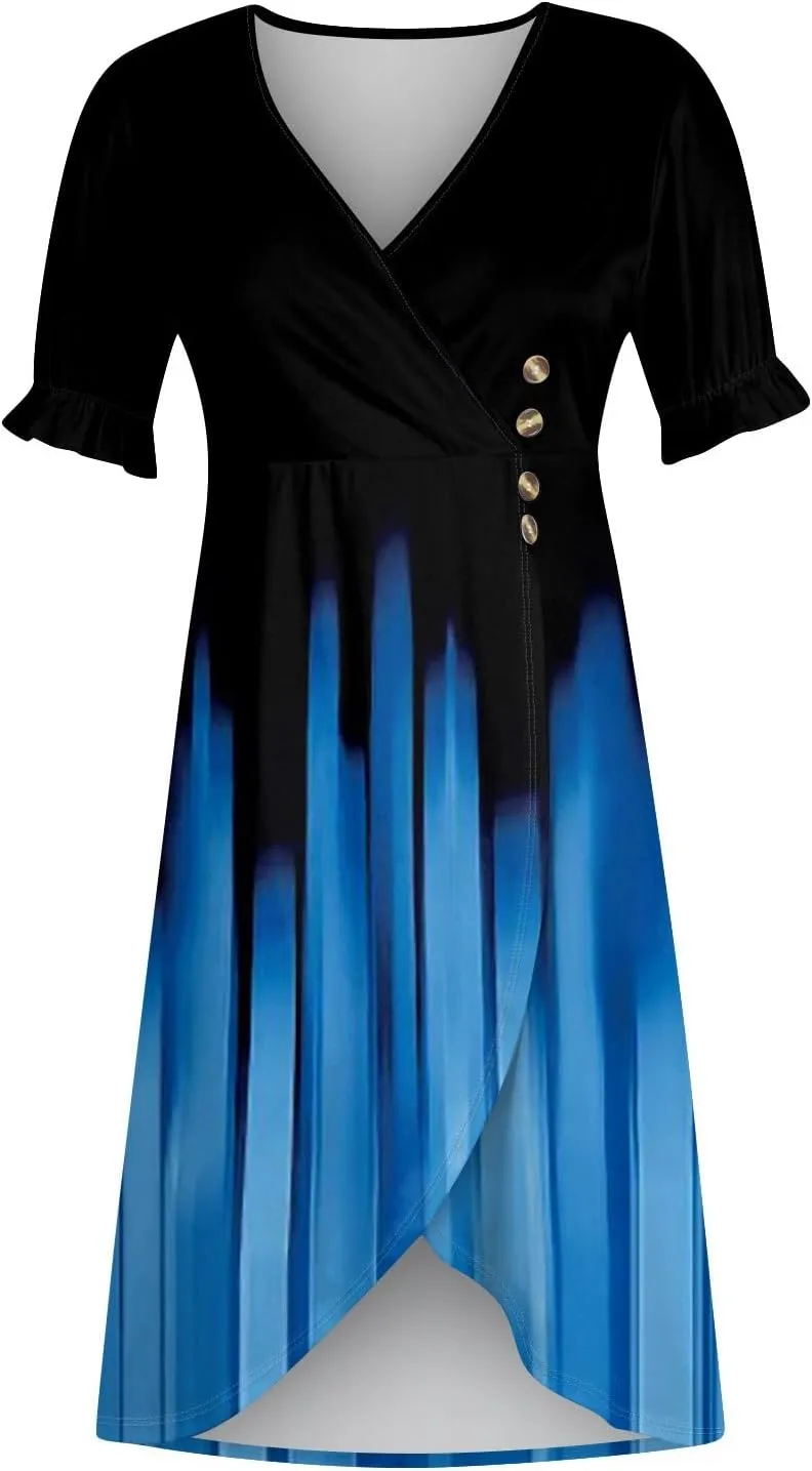 Summer Dresses for Women 2024 Wrap V Neck Short Sleeves Maxi Dresses Casual Floral Boho Flowy Beach Dresses