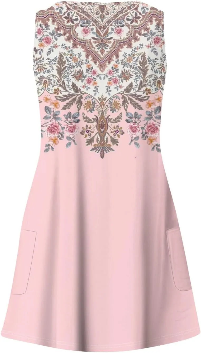 Summer Dresses for Women 2025 Casual Plus Size V Neck Sundresses for Women Beach Sleeveless Tank Dress Short