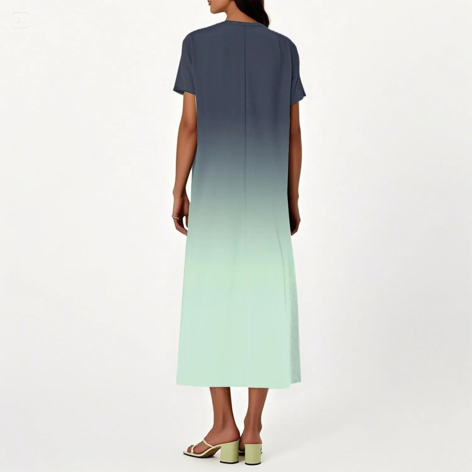 Summer Dresses for Women 2025 Short Sleeve V Neck Casual Loose Dresses Bohemian Floral Print Sundress