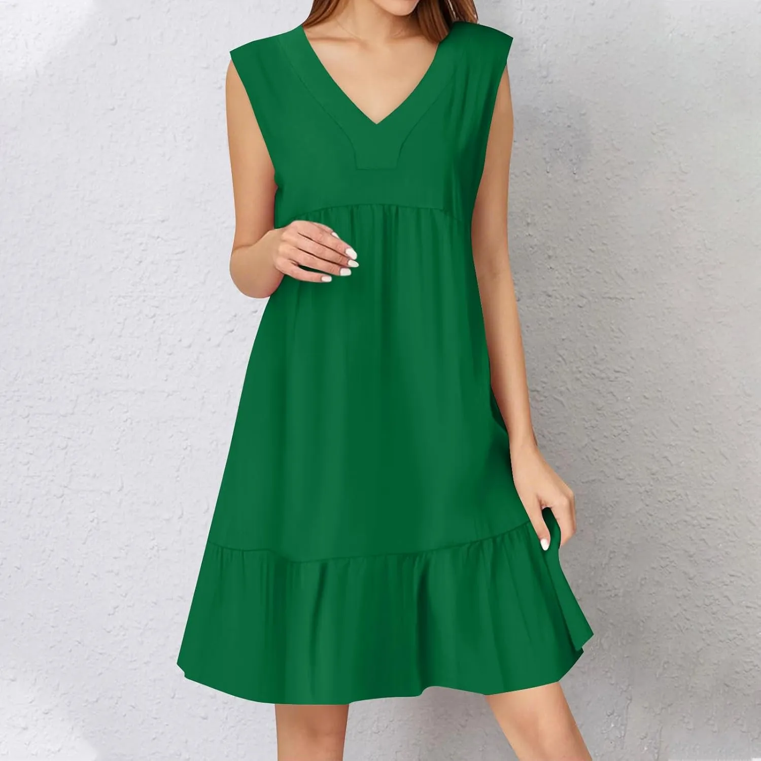 Summer Dresses for Women 2025 V Neck Sleeveless Boho Tiered Ruffle Dress Casual Flowy Flattering Beach Mini Sundress