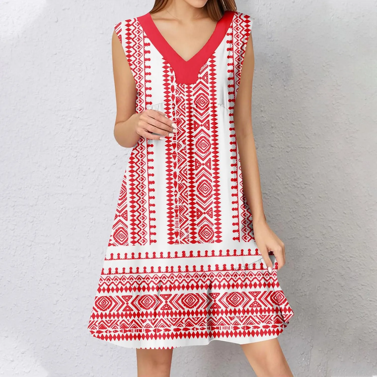 Summer Dresses for Women 2025 V Neck Sleeveless Boho Tiered Ruffle Dress Casual Flowy Flattering Beach Mini Sundress