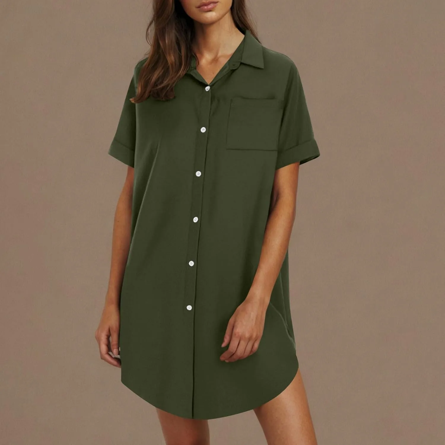 Summer Dresses for Women 2025,Button Down Shift Dresses Short Sleeve midi Dress Beach Vacation Clothes Shirt Dress