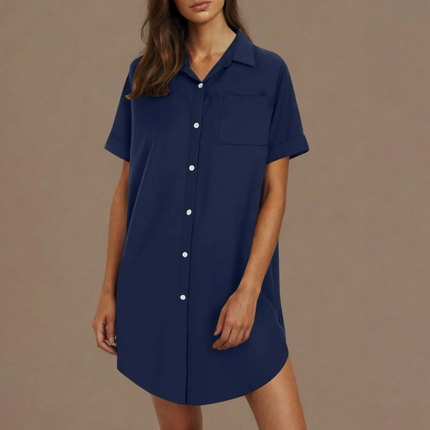 Summer Dresses for Women 2025,Button Down Shift Dresses Short Sleeve midi Dress Beach Vacation Clothes Shirt Dress