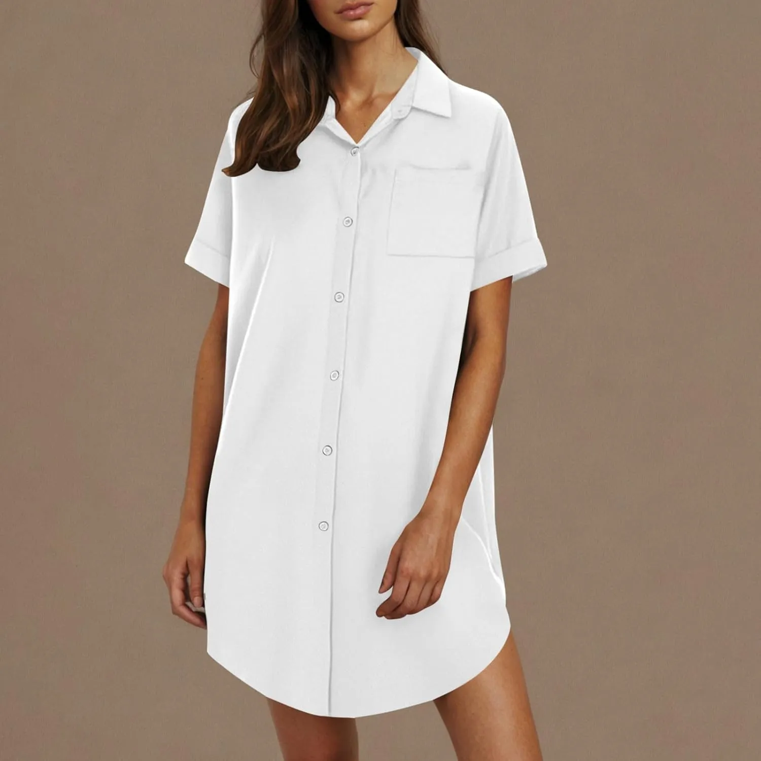 Summer Dresses for Women 2025,Button Down Shift Dresses Short Sleeve midi Dress Beach Vacation Clothes Shirt Dress