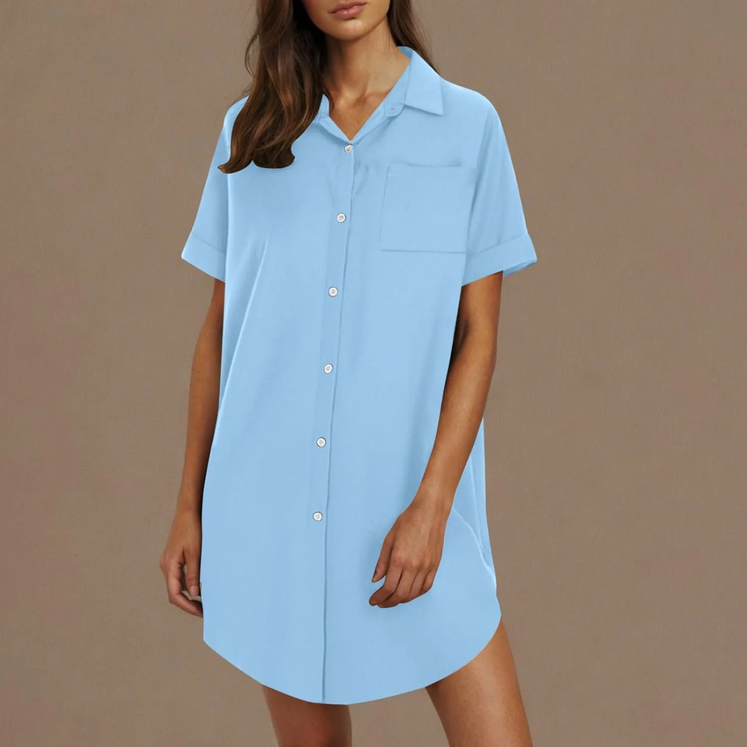 Summer Dresses for Women 2025,Button Down Shift Dresses Short Sleeve midi Dress Beach Vacation Clothes Shirt Dress