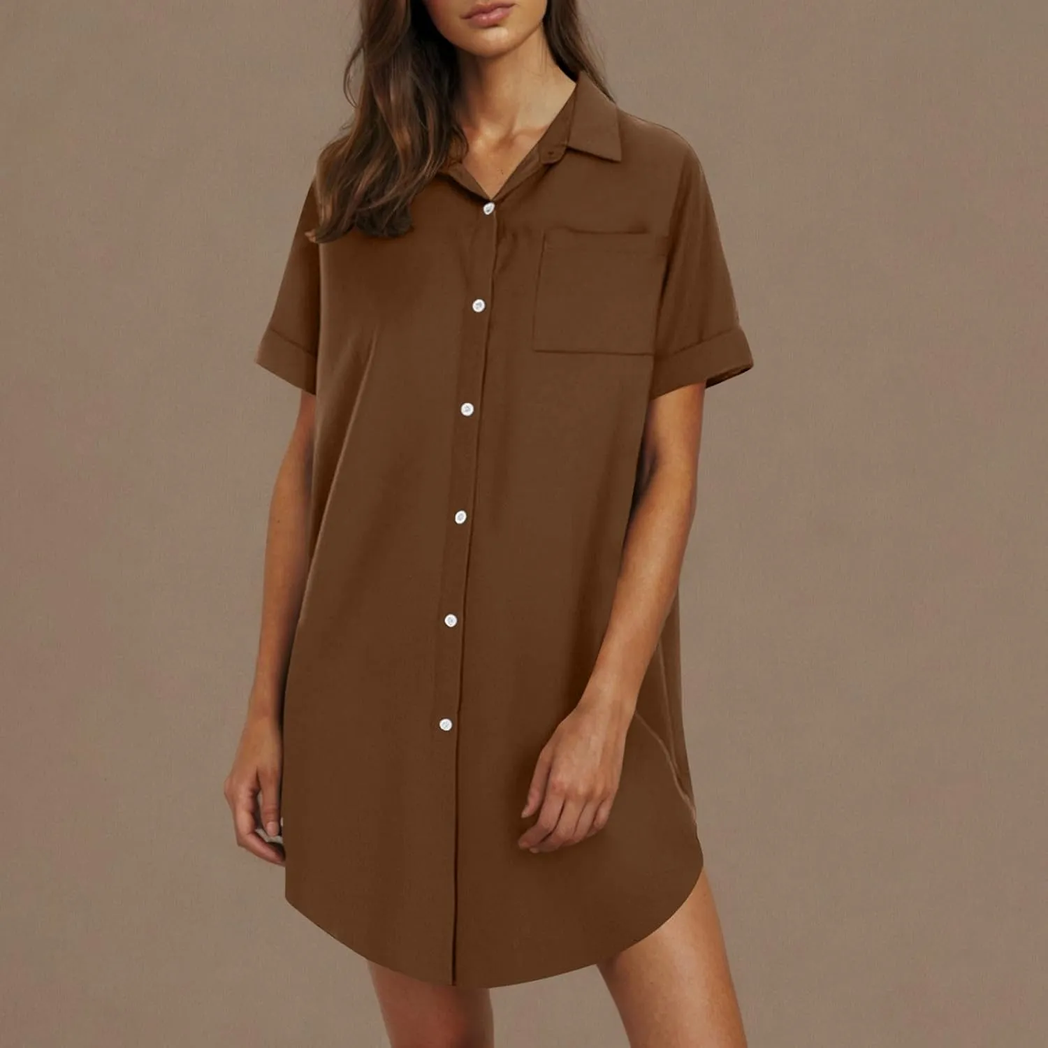 Summer Dresses for Women 2025,Button Down Shift Dresses Short Sleeve midi Dress Beach Vacation Clothes Shirt Dress