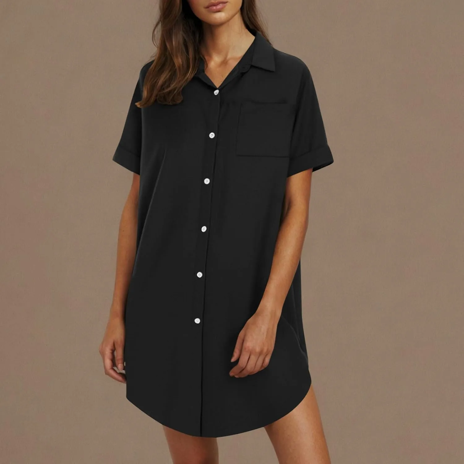 Summer Dresses for Women 2025,Button Down Shift Dresses Short Sleeve midi Dress Beach Vacation Clothes Shirt Dress