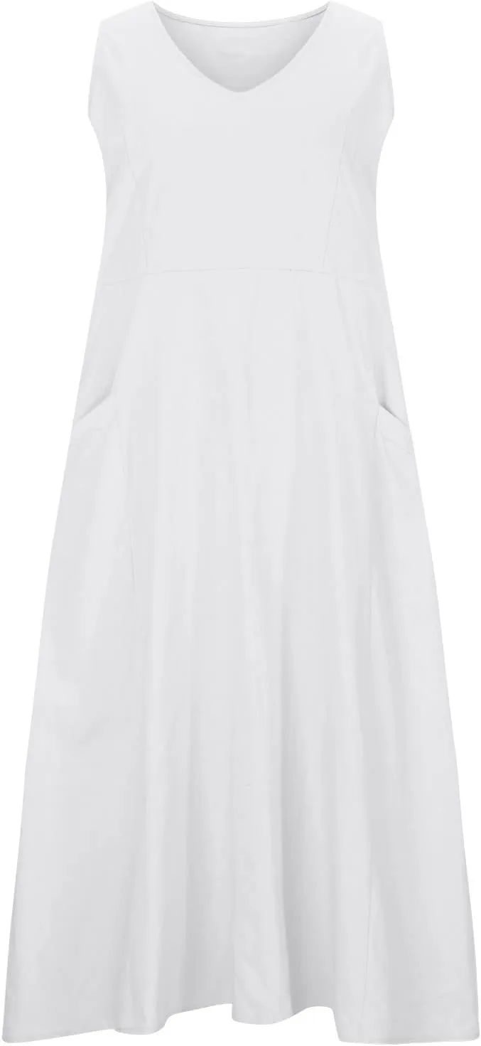 Summer Dresses for Women 2025,Casual Cotton Linen Dress Women u Neck Boho Maxi Dresses Beach Vacation Sundress