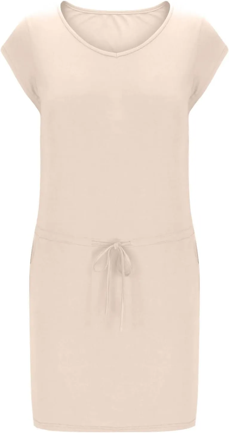 Summer Dresses for Women 2025,Casual Sun Dresses Short Sleeve v Neck Beach Vacation midi Dresses with Pockets