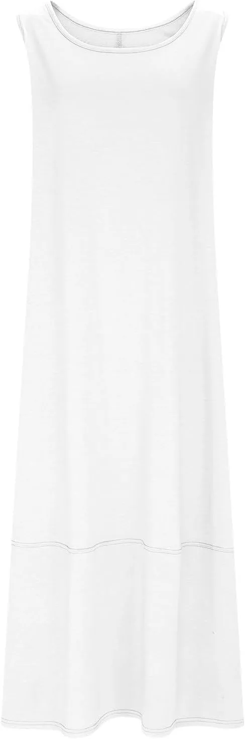 Summer Dresses for Women 2025,Dressy Casual Maxi Dresses Beach Vacation Scoop Neck Solid Spring undresses