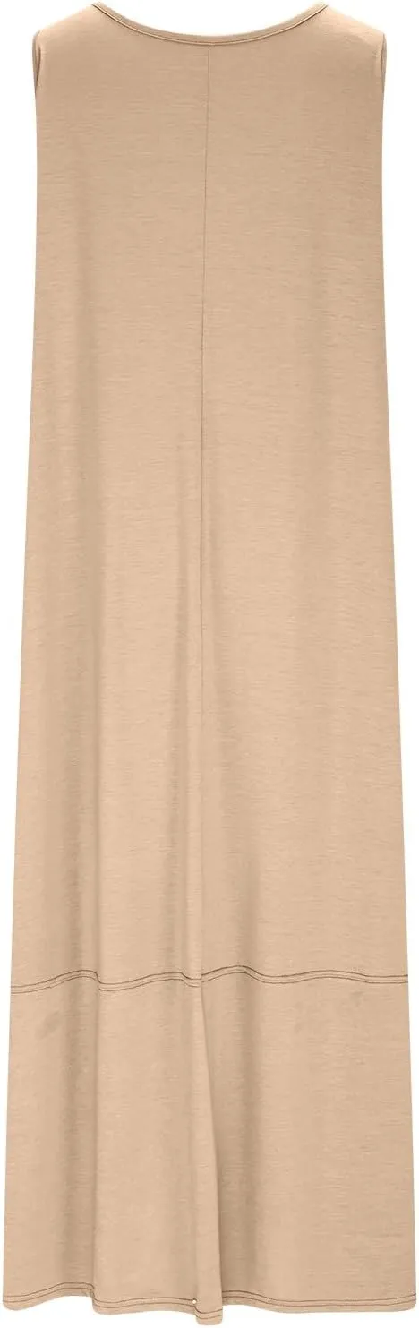 Summer Dresses for Women 2025,Dressy Casual Maxi Dresses Beach Vacation Scoop Neck Solid Spring undresses