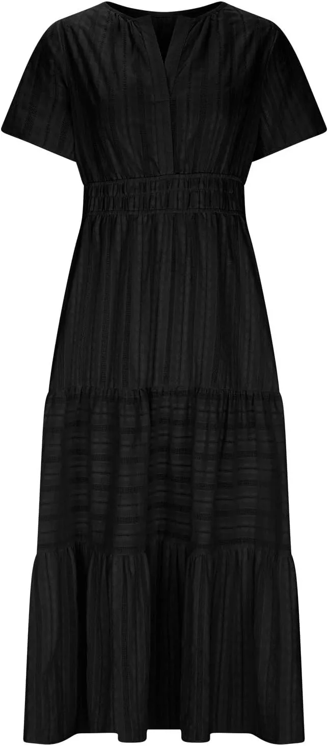 Summer Dresses for Women 2025,Lightweight Boho Maxi Dresses Beach Vacation Loose fit Smocked Sun Dresses