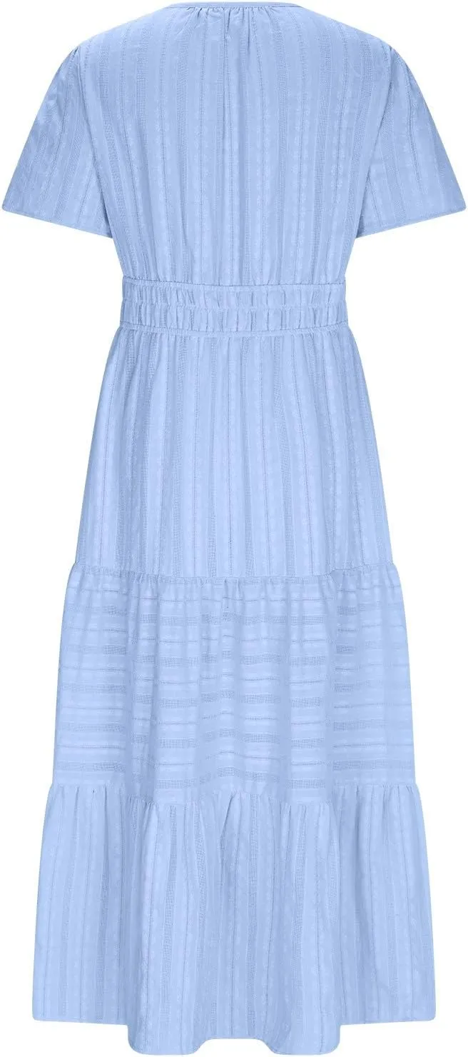 Summer Dresses for Women 2025,Lightweight Boho Maxi Dresses Beach Vacation Loose fit Smocked Sun Dresses