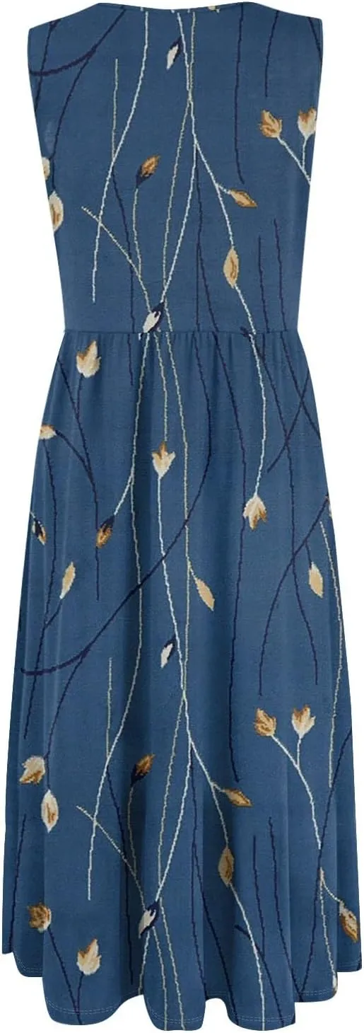 Summer Dresses for Women Casual Sleeveless Tshirt Beach Flowy Tank Sundresses 2025 Fashion Holiday Dresses