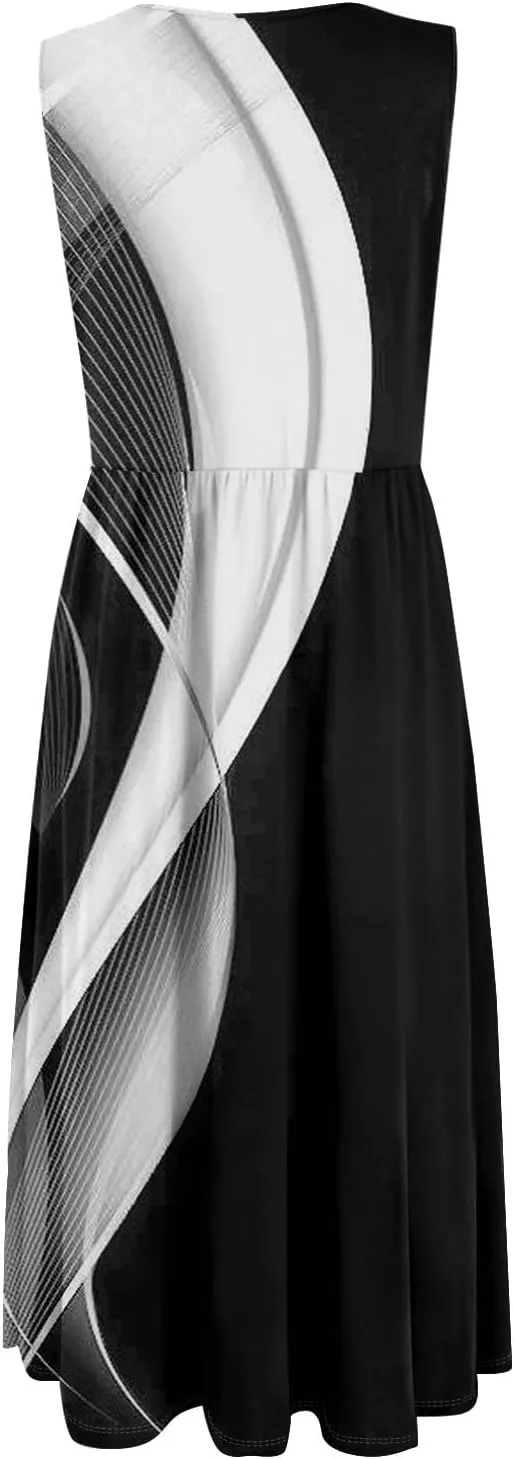 Summer Dresses for Women Casual Sleeveless Tshirt Beach Flowy Tank Sundresses 2025 Fashion Holiday Dresses