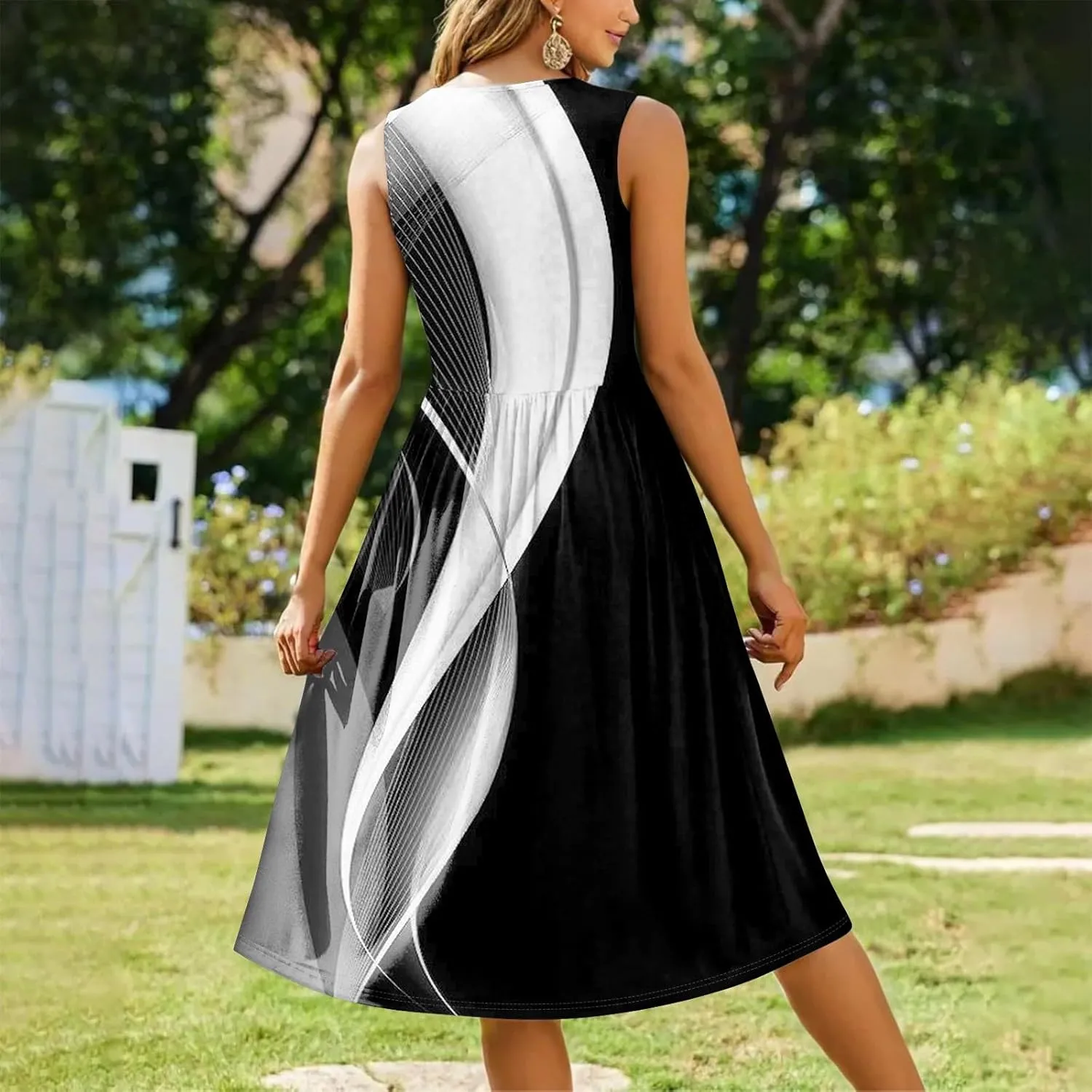 Summer Dresses for Women Casual Sleeveless Tshirt Beach Flowy Tank Sundresses 2025 Fashion Holiday Dresses