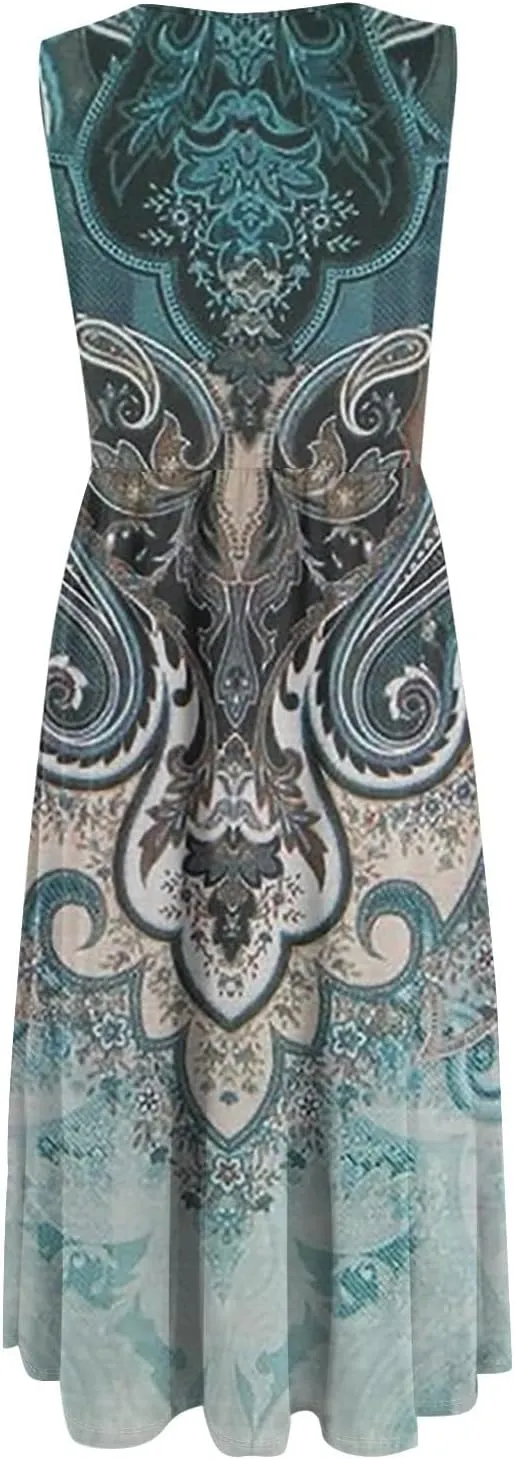 Summer Dresses for Women Casual Sleeveless Tshirt Beach Flowy Tank Sundresses 2025 Fashion Holiday Dresses