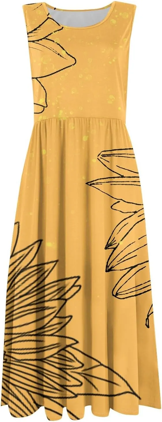 Summer Dresses for Women Casual Sleeveless Tshirt Beach Flowy Tank Sundresses 2025 Fashion Holiday Dresses
