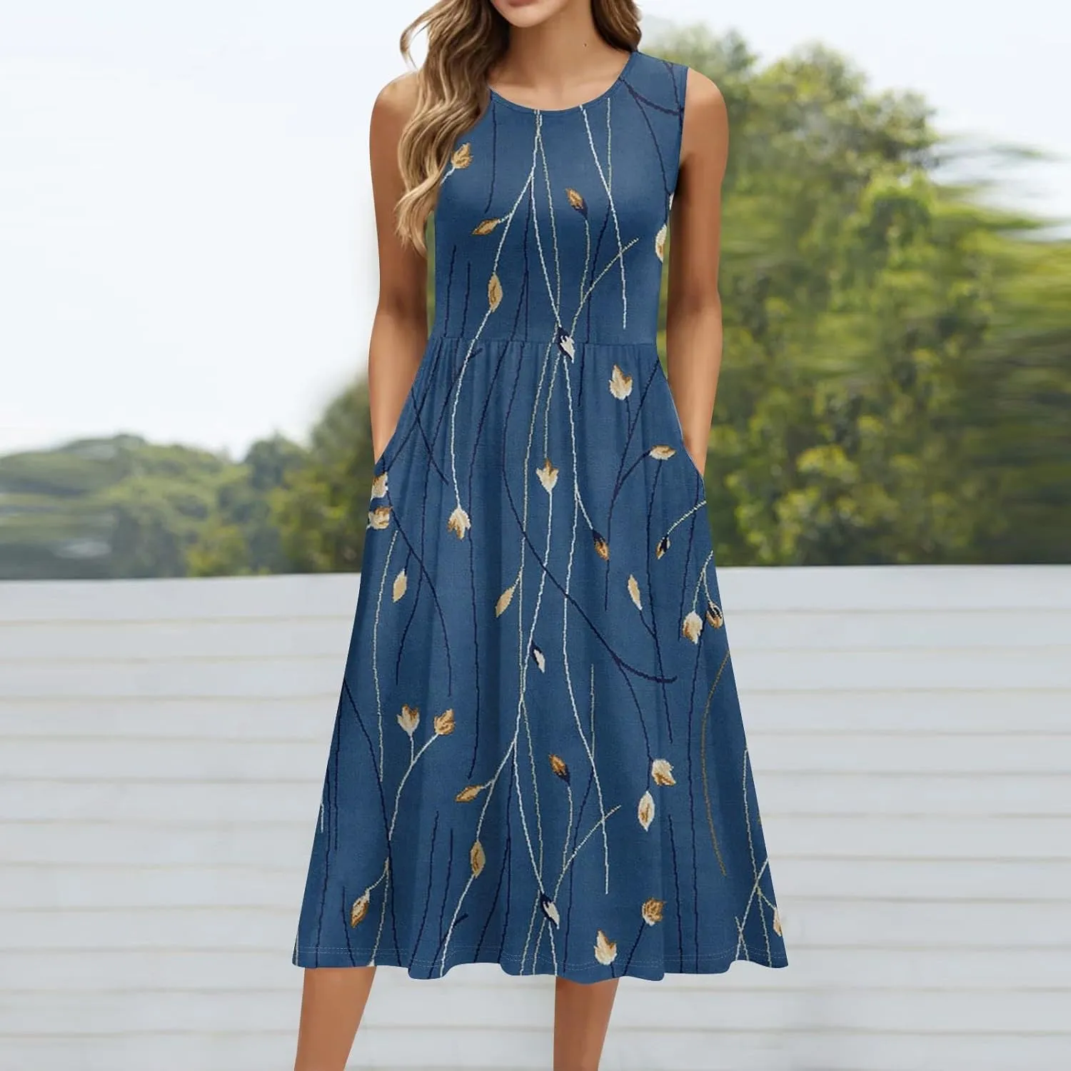 Summer Dresses for Women Casual Sleeveless Tshirt Beach Flowy Tank Sundresses 2025 Fashion Holiday Dresses