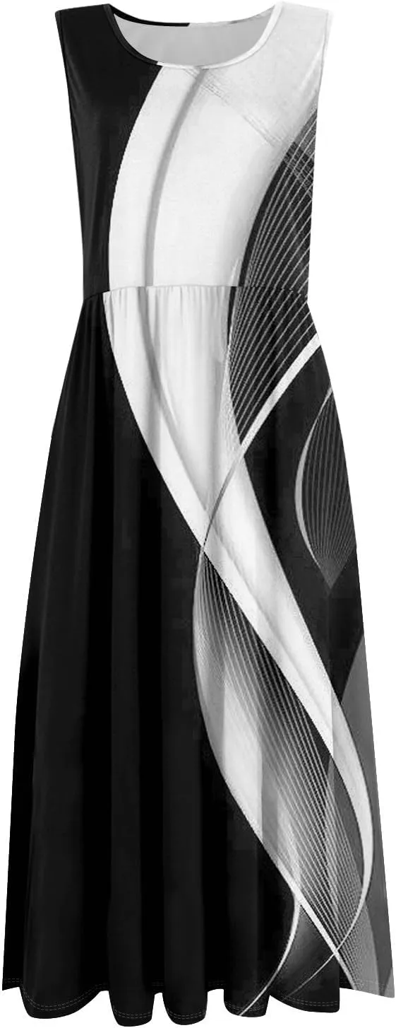 Summer Dresses for Women Casual Sleeveless Tshirt Beach Flowy Tank Sundresses 2025 Fashion Holiday Dresses