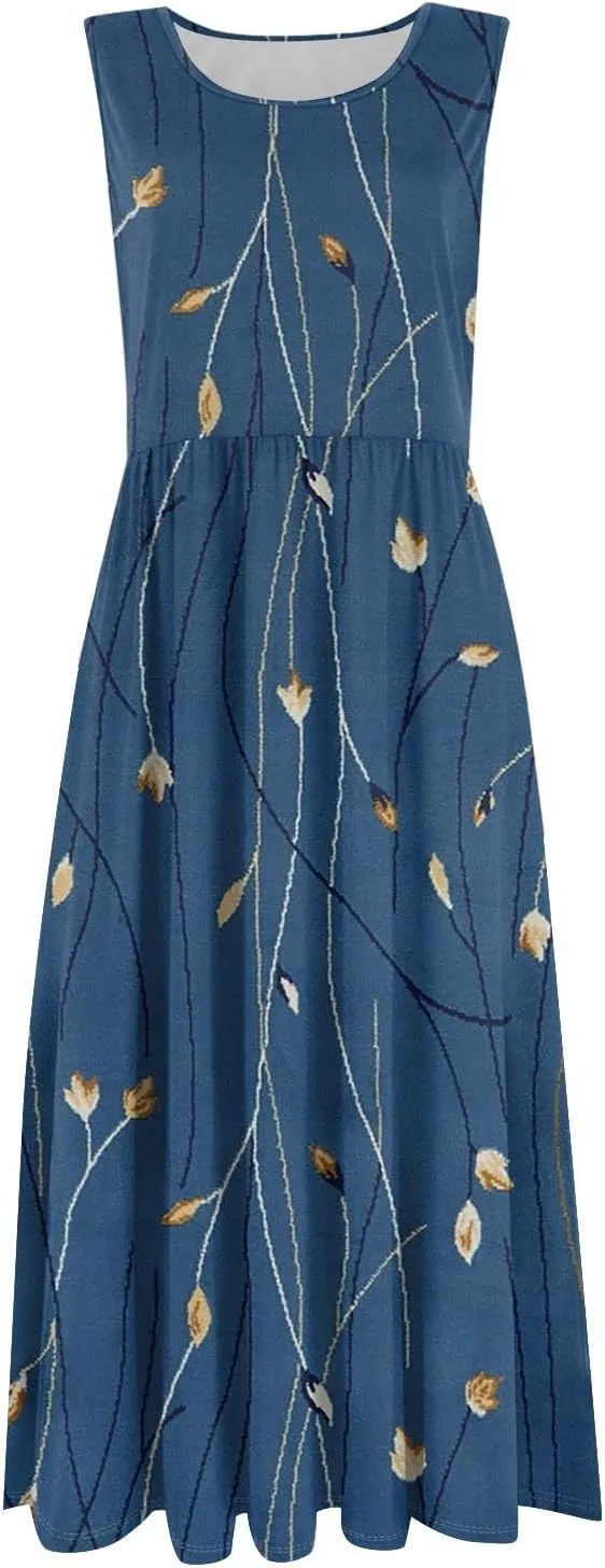 Summer Dresses for Women Casual Sleeveless Tshirt Beach Flowy Tank Sundresses 2025 Fashion Holiday Dresses