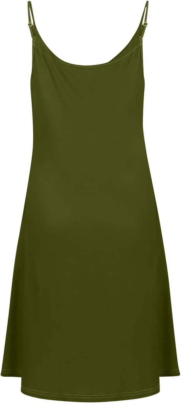 Summer Mini Dress for Women Spaghetti Strap Button Down Scoop Neck Sundress Bathing Suit Cover Ups with Pockets