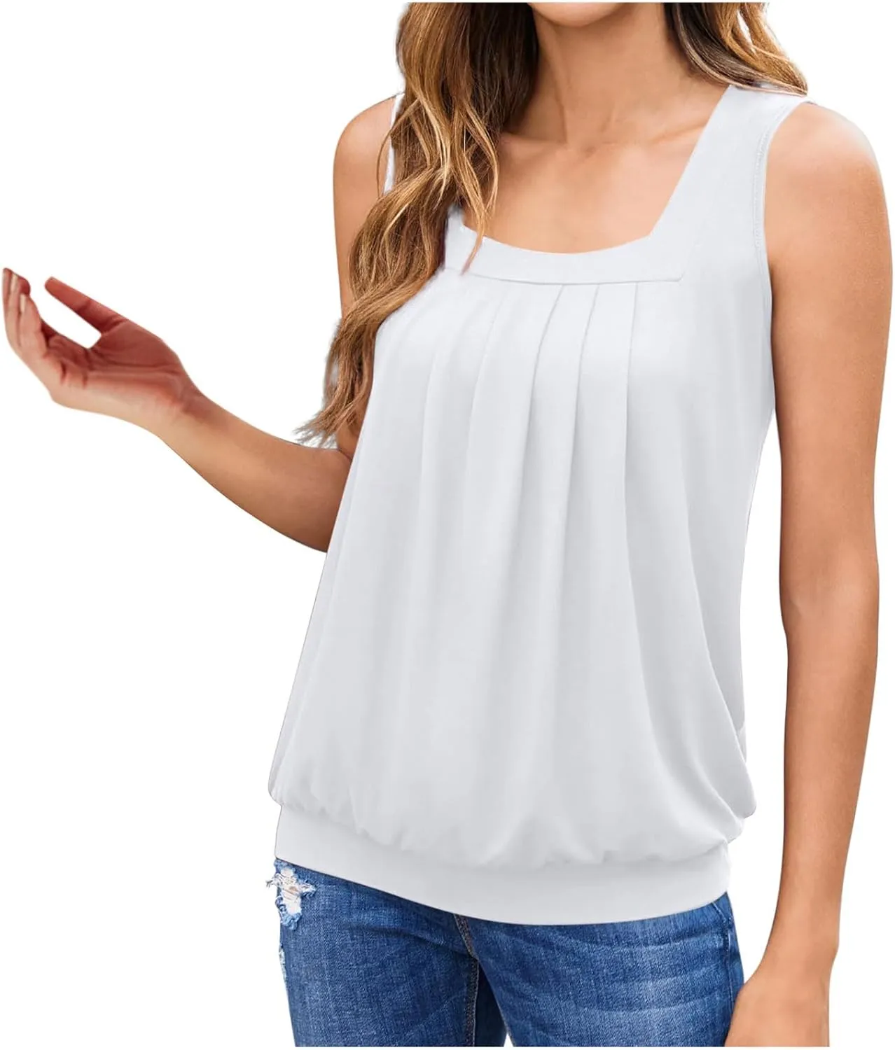 Summer Plus Size Tank Tops for Women 2025 Casual Sleeveless Square Neck Boho Tops Trendy Vacation Floral Boho Tshirts