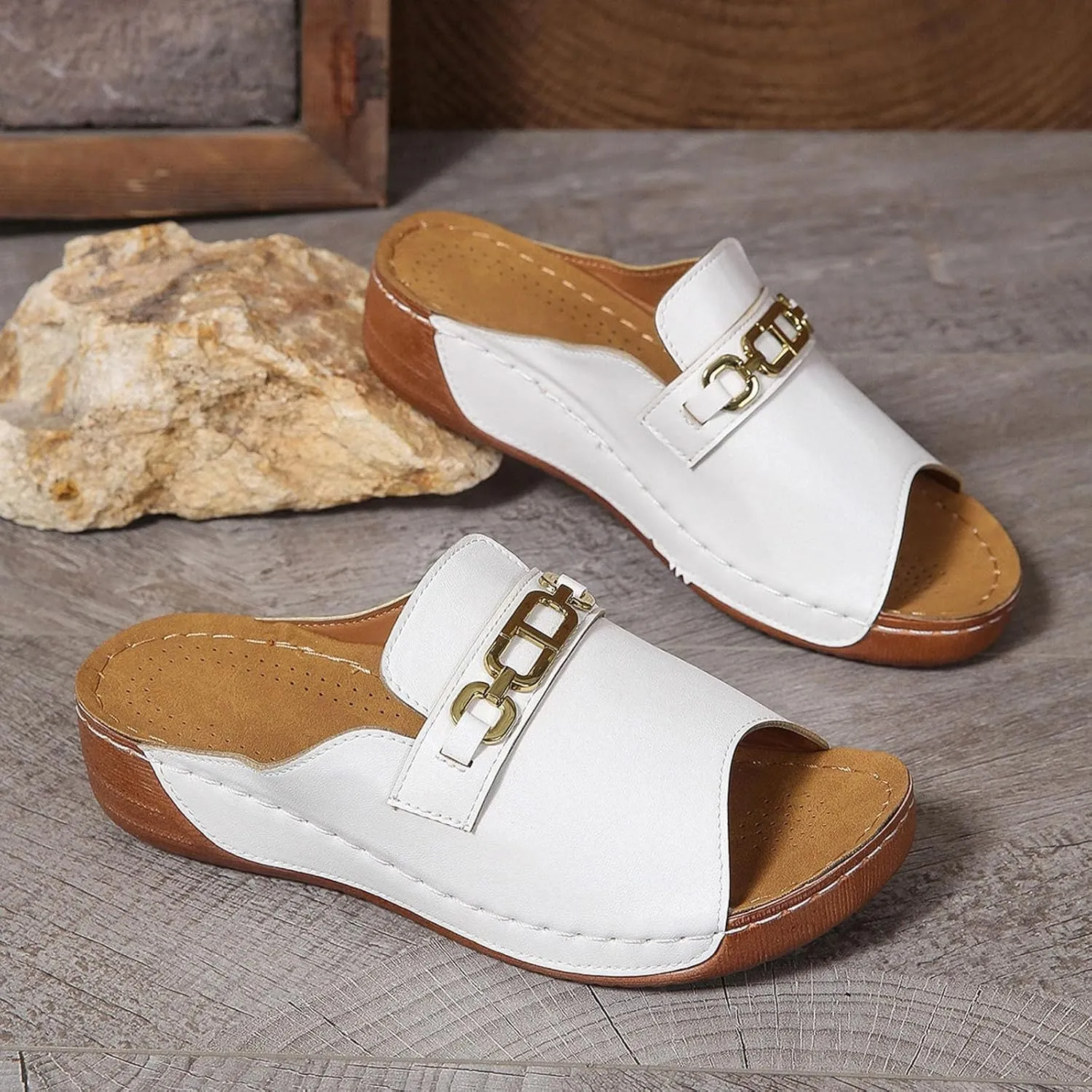 Summer Sandals for Women Dressy Comfortable Orthopedic Sandals with Arch Support Slip On Walking Shoes Open Toe Slide Sandal Beach Bohemian Sandal