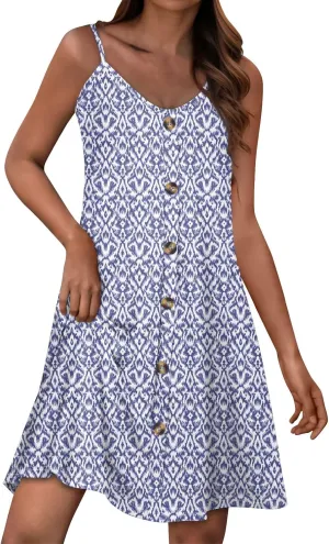 Sun Dresses for Women 2025 Casual Flying Sleeve Dress Vacation Beach Sundress Bohemian Dress