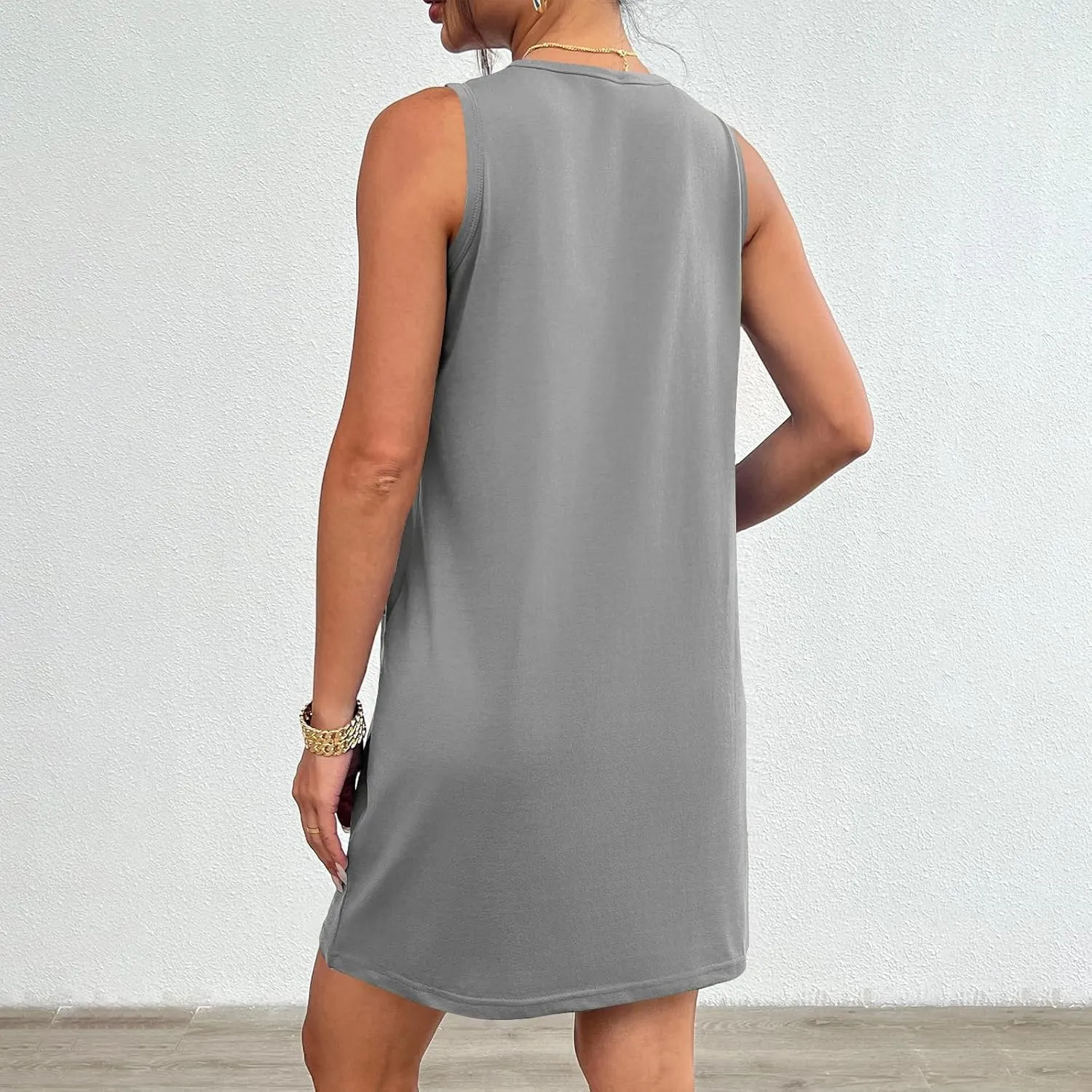 Sundresses for Women 2024 Casual Sleeveless Summer Dress with Pockets Boho Beach Dress Vacation Swing Mini Dress
