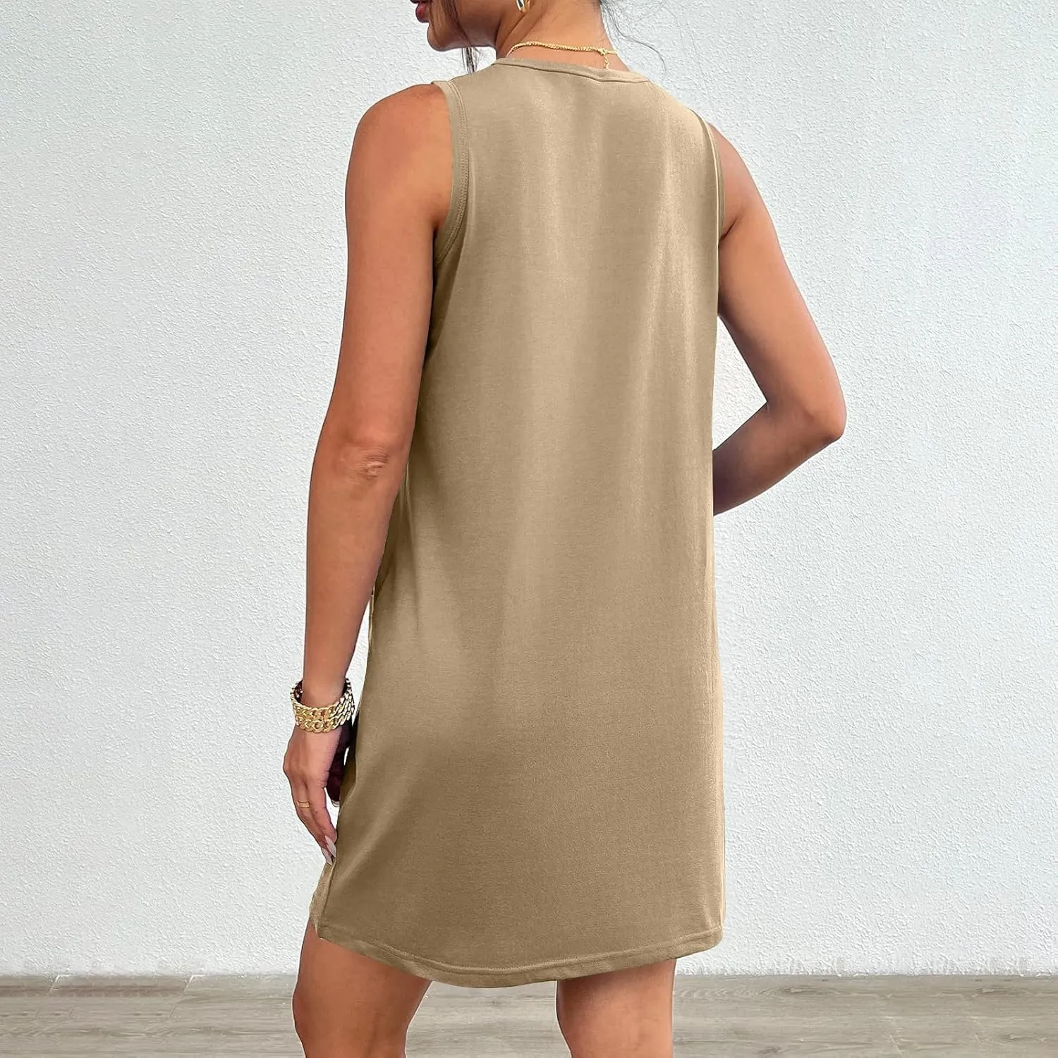 Sundresses for Women 2024 Casual Sleeveless Summer Dress with Pockets Boho Beach Dress Vacation Swing Mini Dress