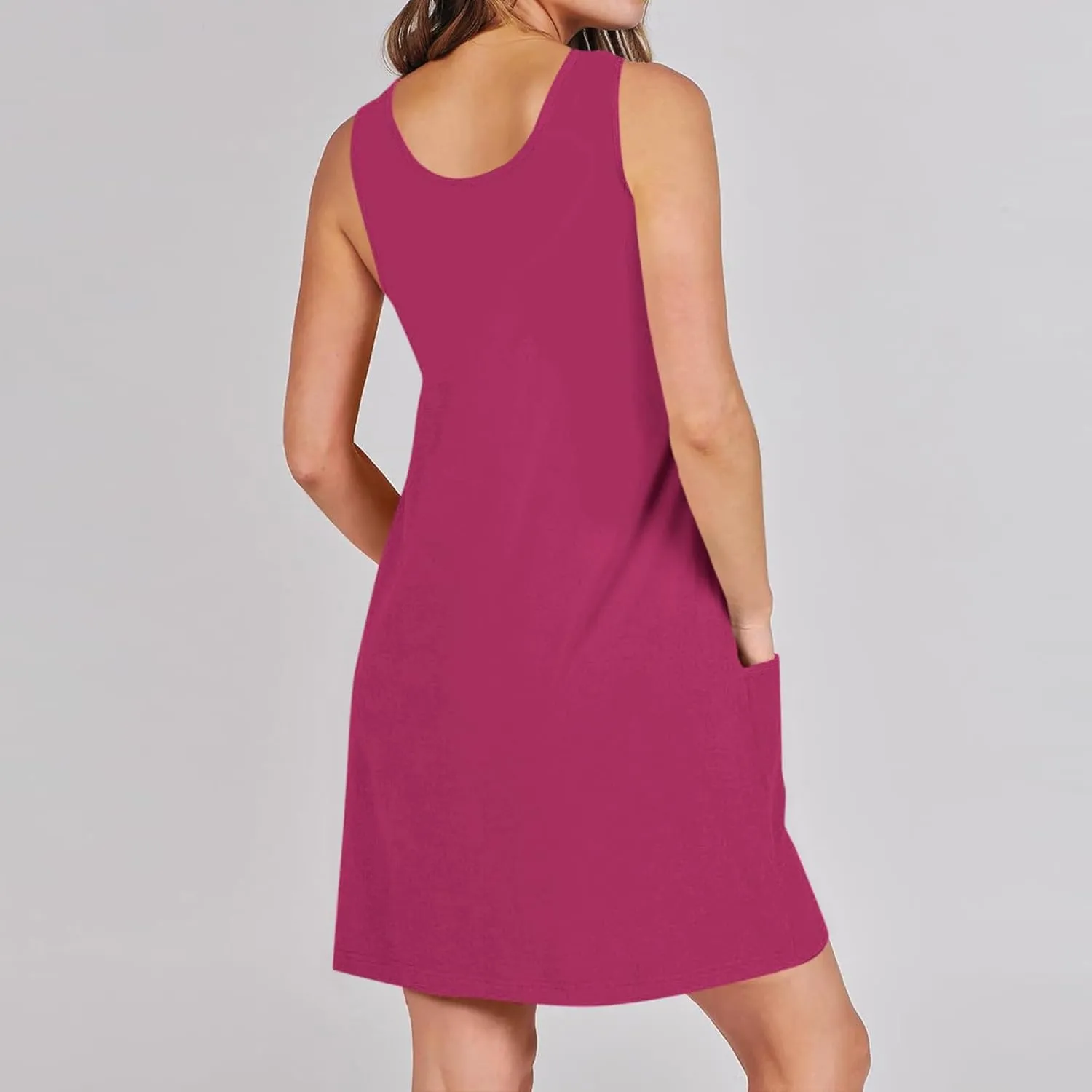 Sundresses for Women 2024 Summer Casual Sleeveless Mini Dress with Pockets Boho Beach Dress Vacation Tank Dresses
