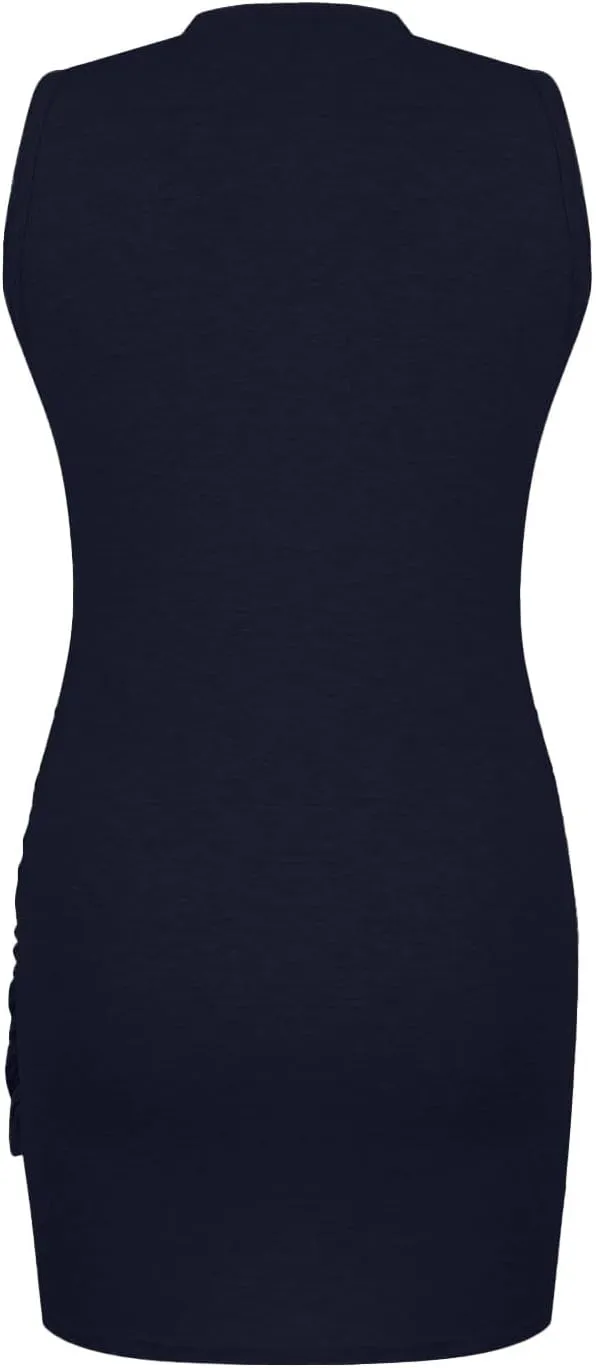 Sundresses for Women 2024 Summer Casual Sleeveless Wrap Beach Dress Ruched Tie Waist Mini Dress Vacation Tank Dresses