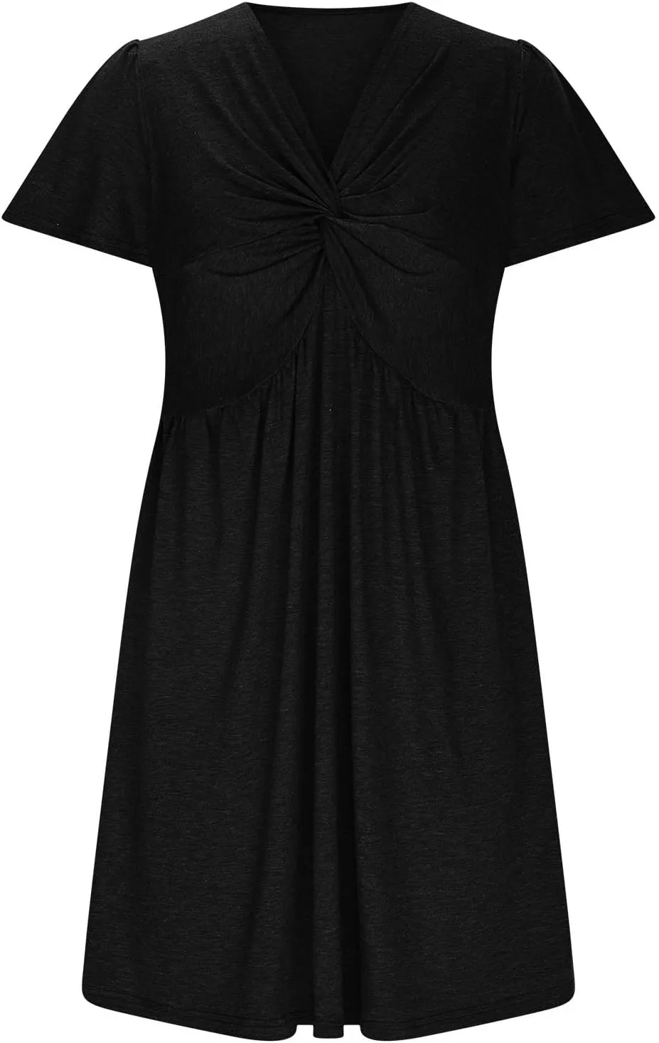 Sundresses for Women Stylish Twist Knot Wrap V Neck Sexy Party Dress Short Sleeve Summer Beach Dress A-Line Comfort